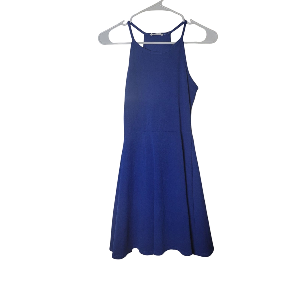 Olivia Rae Women's Blue Stretchy Fit & Flare Sleeveless Mini Cocktail Dress, M